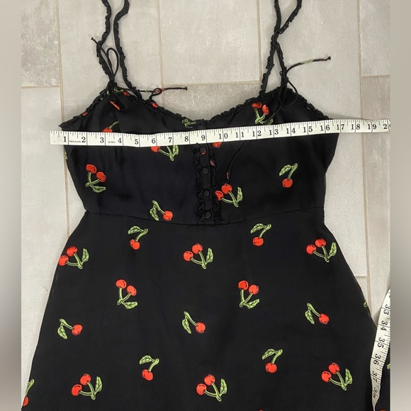 For Love & Lemons Cherry Twist Tank Mini Dress Cherry Burnout Black Size Large - Picture 6 of 9